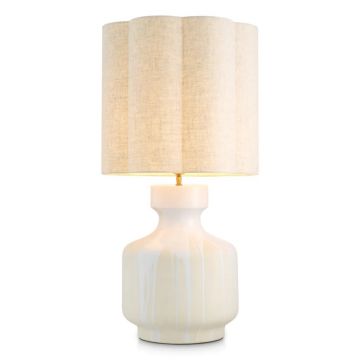 Veioza, Lampa de masa LUX, Ceramica, Alb, Lorena