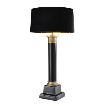Veioza, lampa de masa LUX neagra, finisaj brass, H-83cm, Monaco 101640 HZ