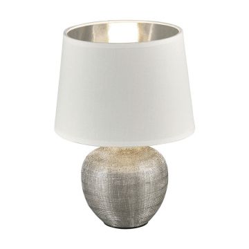 Veioză din ceramică și pânză Trio Luxor, înălțime 26 cm, alb