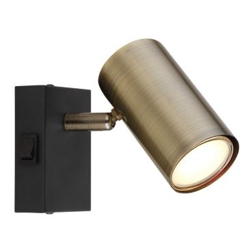 Aplica cu spot directionabil design modern ROBBY negru mat, alama antica