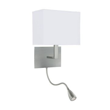 Aplica moderna eleganta cu reader Led Hotel argintiu satin