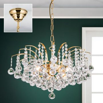 Candelabru cristal Asfour design lux KRISTALL KLASSISCH 6L gold/clear