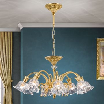 Candelabru cristal design lux LA BOHEME D-72cm 8L gold plated