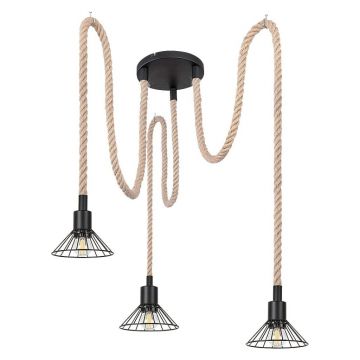 Lustra cu 3 pendule design industrial Daryl negru