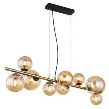 Lustra LED suspendata design modern Riha negru, alama