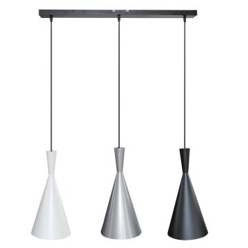 Lustra suspendata design modern Trincola alb, argintiu, negru