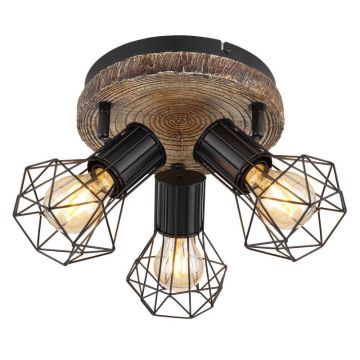 Plafoniera cu 3 spoturi design industrial PRISKA negru