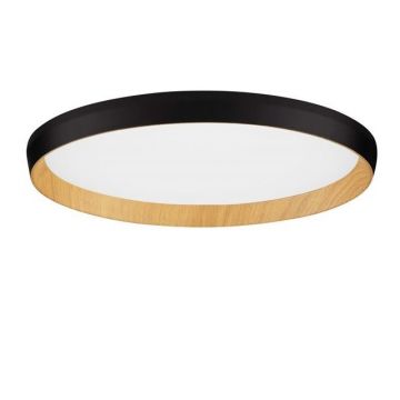 Plafoniera LED design decorativ VOMOS negru/lemn D-40cm