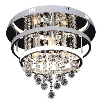 Plafoniera LED design modern Pallas crom, alb 40cm