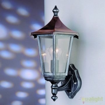 Aplica de perete exterior stil clasic IP43 Hermine AL 11K/82540/A schwarz-silber/aufwarts OR