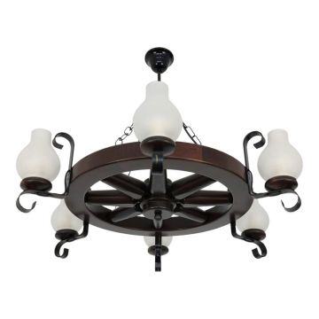 Candelabru rustic fabricat manual din lemn Roata 6L
