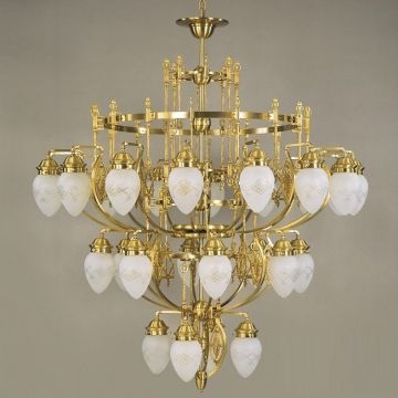 Candelabru XXL cu 28 brate, elegant design LUX Budapest, bronz LU 1440/16+8+4 bronze/376 klar-matt OR