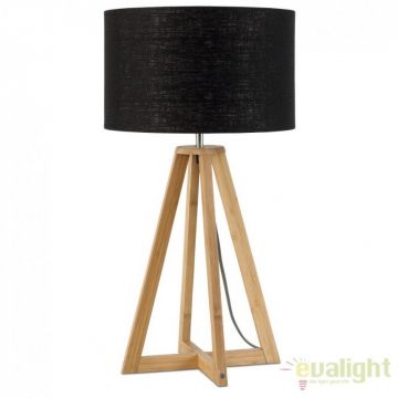 Lampa de masa realizata din materiale naturale, durabile si ecologice, EVEREST/F negru