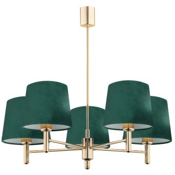 Lustra cu 5 brate design modern Ponte verde, alama
