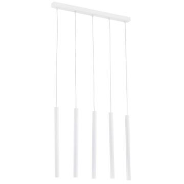 Lustra cu 5 pendule design minimalist Etna plus alb