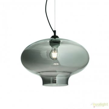 Lustra diametru 40cm, din sticla suflata manual, BISTRO SP1 ROUND fumurie 120904