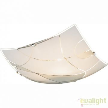Plafoniera design elegant din sticla satin cu linii decorative 25x25 cm Paranja 40403-1 GL