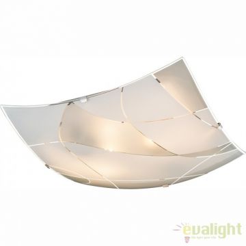 Plafoniera design elegant din sticla satin cu linii decorative 30x30 cm Paranja 40403-2 GL