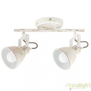 Plafoniera, Lustra cu 2 spoturi design VINTAGE, finisaj alb antic, Vivienne 5967 RX