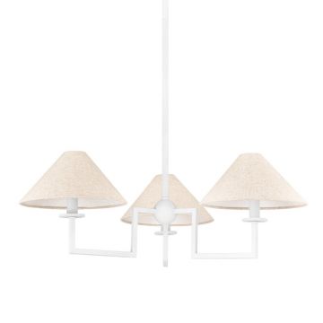 Candelabru 3 brate LUX, Metal, Alb, Abajur In, GLADWYNE
