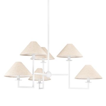 Candelabru 6 brate LUX, Metal, Alb, Abajur In, GLADWYNE