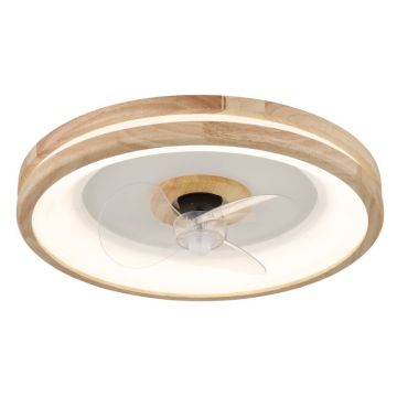 Lustra LED cu ventilator si telecomanda GATIAN lemn