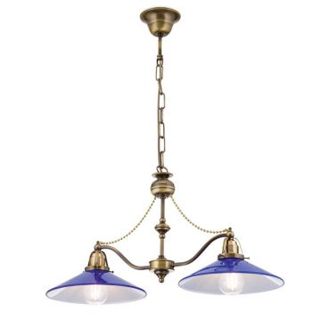 Lustra realizata manual design rustic ARTDESIGN, patina/ albastru-cobalt