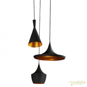 Lustra retro design industrial MIX negru/auriu