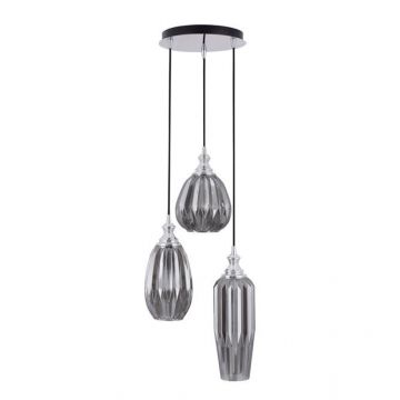 Lustra cu 3 pendule design modern ZARLEY fumuriu NVL-9066031