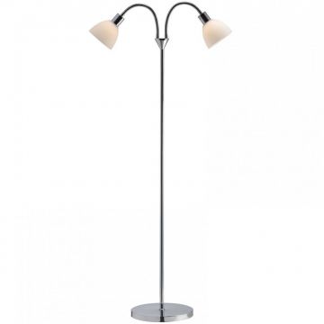 Lampadar modern cu 2 brate flexibile Ray crom/alb 63224033 NL