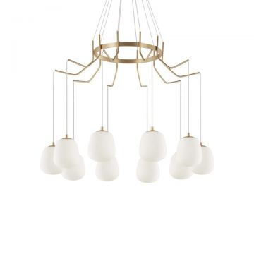 Lustra cu 10 pendule design modern KAROUSEL SP10, alama D-82,5cm 206394