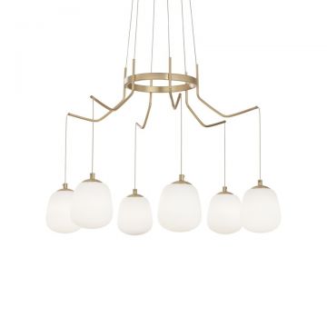 Lustra cu 6 pendule design modern KAROUSEL SP6, alama 206387