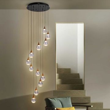 Lustra LED dimabila design modern Corina 12L negru/cupru