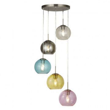 Lustra moderna suspendata design multicolor Mardi Gras 8135-5SS SRT