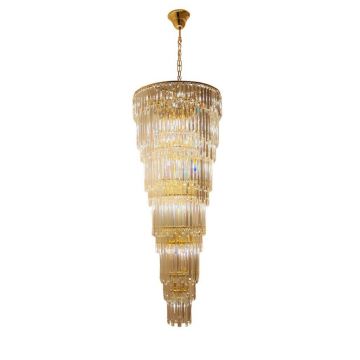 Lustra spectaculoasa pentru casa scarii sau hol LUXE auriu, H-200cm