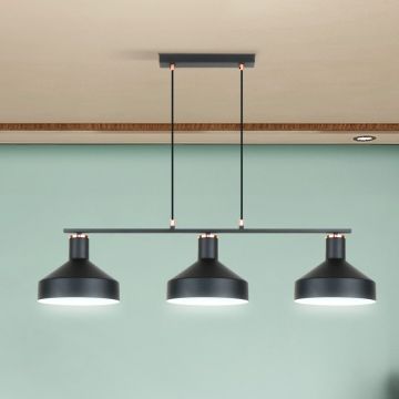Lustra suspendata din metal design moderm Irias 3L negru/cupru