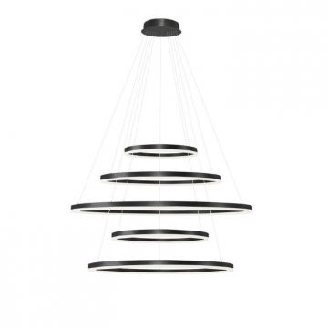 Lustra XXL cu 5 inele LED si telecomanda HALO PENDANT BK 150+120+100+80+60 CCT