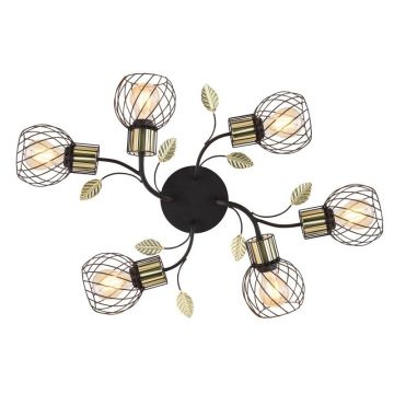 Plafoniera cu 6 spoturi design modern Lally negru, alama