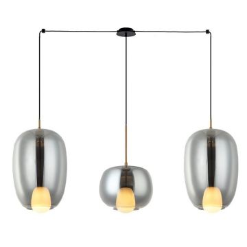 Lustra cu 3 Pendule, Sticla, Fumuriu, 3XG9 Pendant LINE