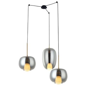 Lustra cu 3 Pendule, Sticla, Fumuriu, 3XG9 Pendant