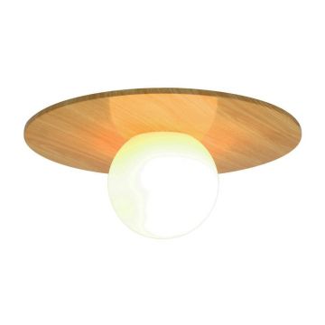 Plafoniera Rotunda cu protectie IP44 Siona aspect de lemn