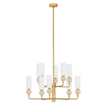 Candelabru cu 10 brate, Metal, Auriu, Travertin, Sticla, FILOMENA