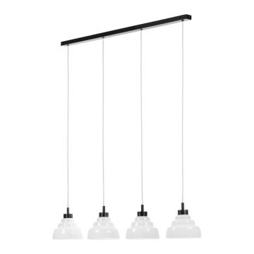 Lustra cu 4 pendule suspendate din Sticla, Alb, VENTURA
