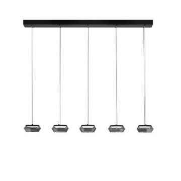 Lustra cu 5 pendule LED, Metal, Negru, Sticla, JAILYN