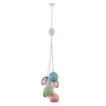 Lustra cu 6 pendule, Ceramica, Sticla, Multicolor, MELINE