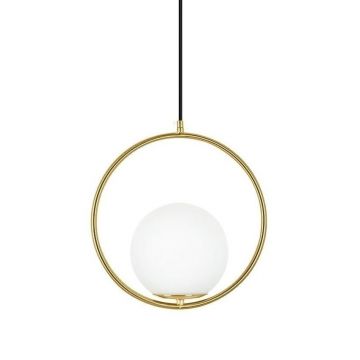 Lustra design miminalist, Metal auriu, Glob Sticla, AURELIA 25
