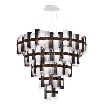 Lustra LED Art Deco de dimensiuni mari, realizata manual LA LOLLO 5XL PEWTER