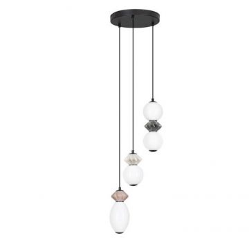 Lustra LED suspendata decorativa ceramica mocha, gri, alb, PALLINA 3L