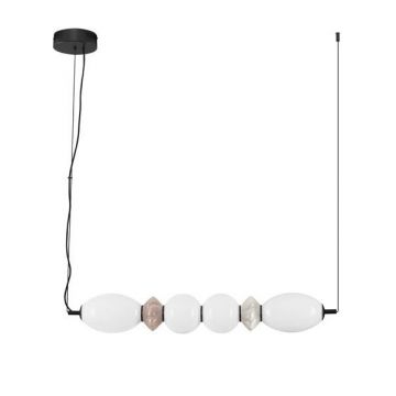 Pendul LED decorativ ceramic mocha, gri, alb, PALLINA