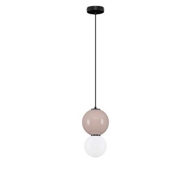 Pendul LED decorativ portelan mocha, sticla alb, NOESIS